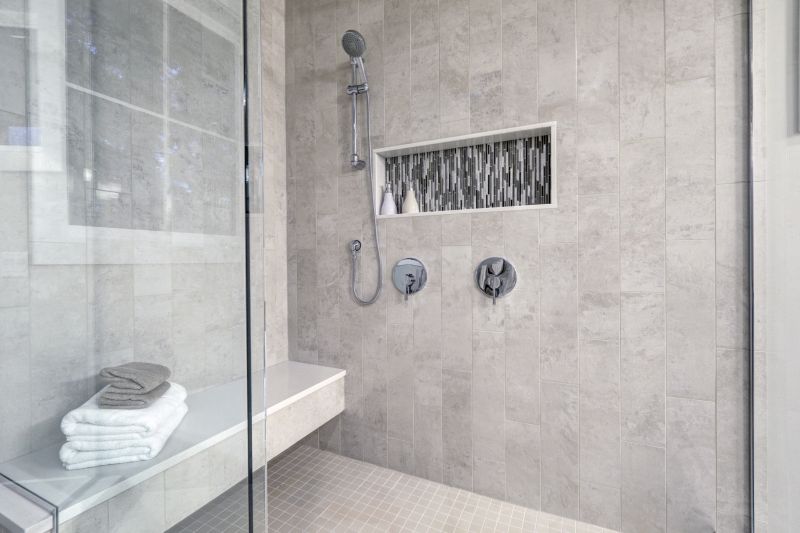 Contemporary Shower with Tile Work